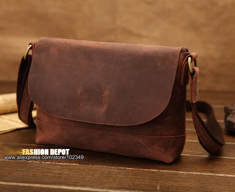 Vintage Style Full Leather Flap Cover Crazy Horse Genuine Vintage Style Full Leather Flap Cover