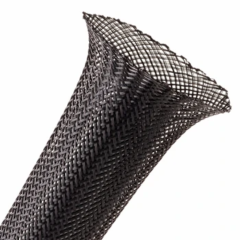 

33ft (10m) Length -1"=25.4MM Black - Flexo PET High Temperature Resistant Carbon Fiber Braided Casing