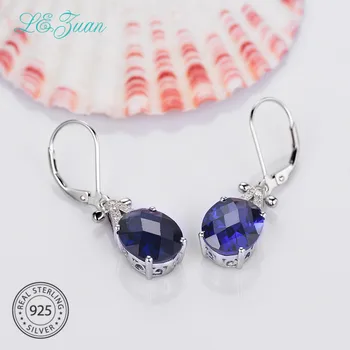 

L&zuan 925 Sterling Silver Earrings 9.9ct Blue Stone Romantic Luxury Earrings Fine jewelry For Women Christmas Gift