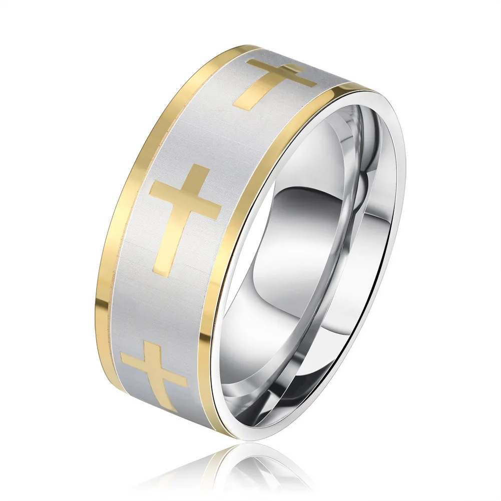 [YMW] Fashion jewelry Cross Stainless Steel Rings Classic Men's Ring