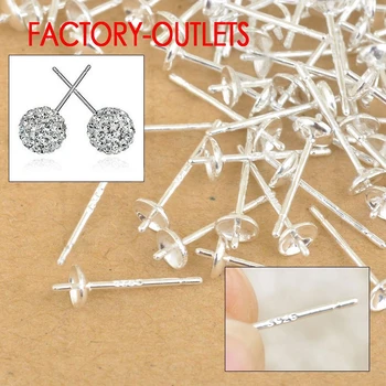

Fast Shipping Wholesale 100PCS Lot 925 Sterling Silver Stud Earrings Pin Korean Earrings Findings Factory Cheap Price