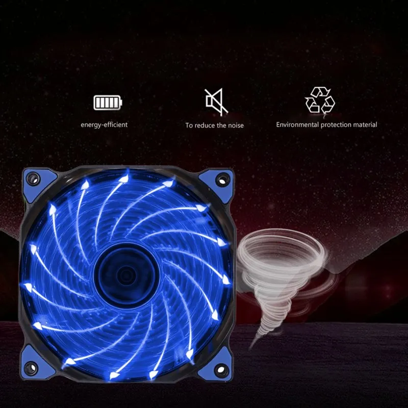 

120mm LED Ultra Silent Computer PC Case Fan 15 LEDs 12V With Rubber Quiet Molex Connector Easy Installed Fan