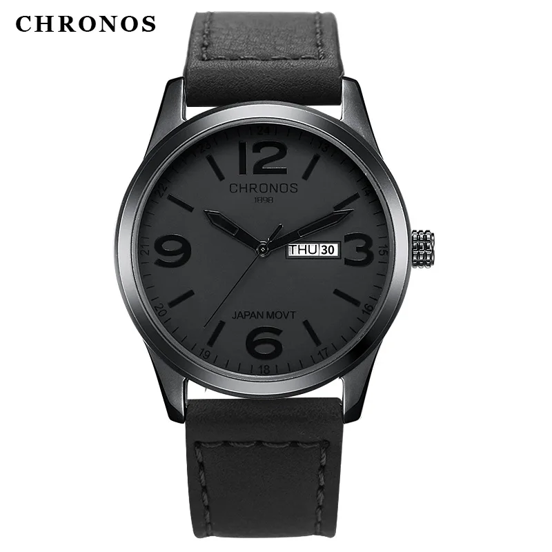 Relojes Hombre Новые водонепроницаемые мужские часы из натуральной кожи с двойным
