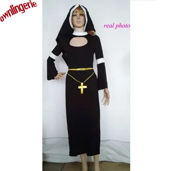 

High quality Halloween Party Cosplay Costumes Nun's Female Priests Dress Saint Maria clothing Nun Costume