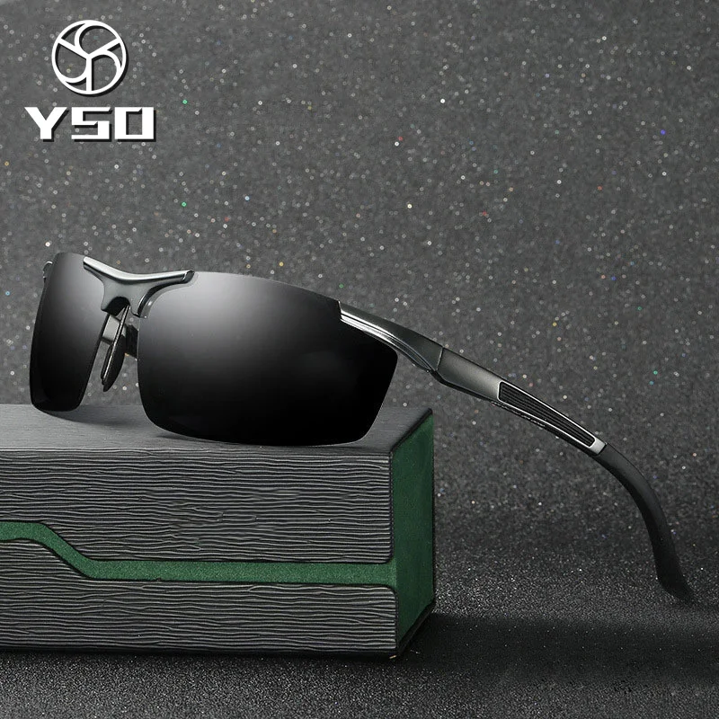 YSO солнцезащитные очки Для Мужчин Поляризованные UV400 алюминиево-магниевым рамки солнцезащитные очки для вождения очки полуоправы ретро солнцезащитные очки Аксессуары для Для мужчин 8530