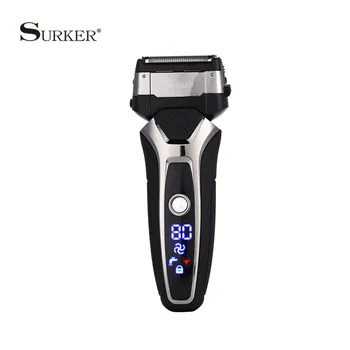 

SURKER Triple Blade Shaver Men Rechargeable Razor Shaving Machine Beard Trimmer Shaver LED Display Razor Face Men