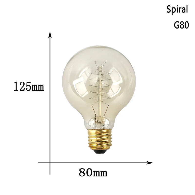 Светодиодный лампы Эдисона Ретро лампа накаливания E27 Винтаж в стиле ламп накаливания 220 V T45 лампы для домашнего декора Bombillas внутреннего освещения - Цвет: G80 spiral