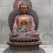 Bi001899 китайский Буддизм медь бронза Татхагата Гаутама будда Сидит Лотос статуя