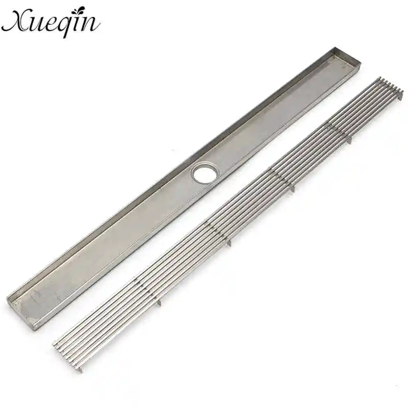 Xueqin 80cm Stainless Steel Bathroom Shower Grate Drain Floor Waste Linear Same Layer Side Floor Drain