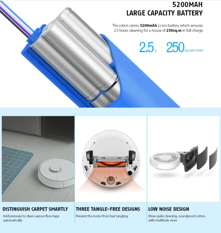 Roborock S50 Xiaomi MI Smart Robot Vacuum Cleaner 2 for Home Automatic Sweeping Dust Sterilize APP Smart Planned Washing Mopping