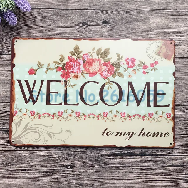 Retro English Word Welcome Vintage Tin Sign Metal Bar Pub Retro English Word Welcome Vintage Tin Sign Metal Bar Pub