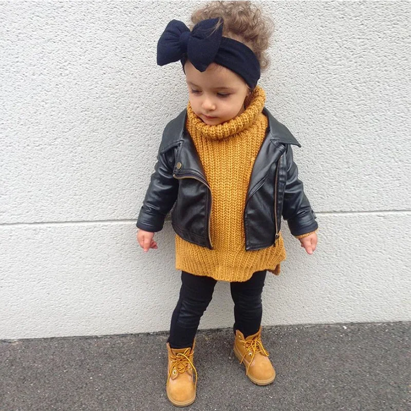 

children's unisex faux leather jackets 2019 autumn girls and boys leather outerwear kids fashion leather jackets girls full coat