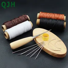 Juego de Herramientas de costura de cuero encuadernación agujas especiales de costura Awl 150D hilo encerado para DIY suministros artesanales Accesorios