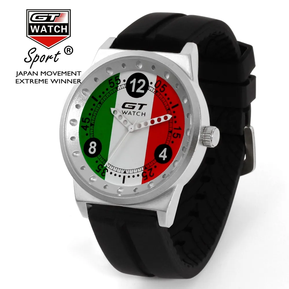 GT часы Топ бренд спортивные часы для мужчин силиконовый ремешок кварцевые часы Немецкий флаг F1 часы мужские наручные часы relogio maculino - Цвет: Italy