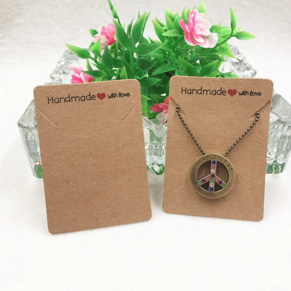 24pcs/lot 7*5cm Kraft Paper Pendant Card Handmade Jewerly Necklace Card Hang Hole Necklace