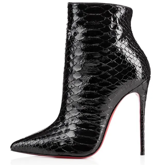 2015 Womens Snakeskin Leather Boots Thin Heel Back Zip Ankle High Waterproof Boots Womens Combat Boots 2015 Womens Snakeskin Leather Boots Thin Heel Back Zip Ankle High Waterproof Boots Womens Combat Boots