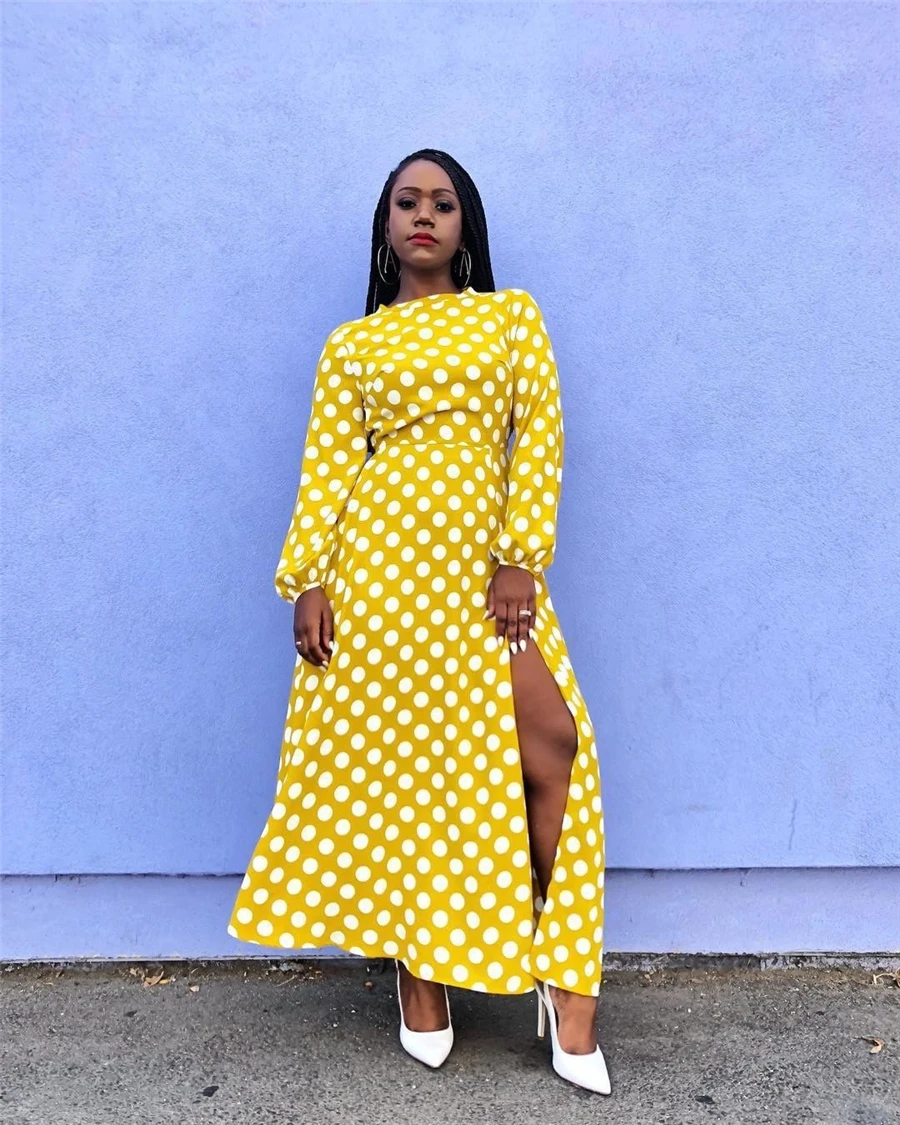 GuyuEra New New African woman dashiki wave dress high slit long skirt Europe and America