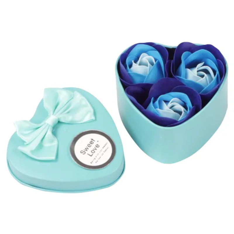 1 Metal Box 3PCS Heart Scented Bath Body Petal Rose Flower Soap Wedding Decoration Gift Floral Shower Bathing Supply | Дом и сад