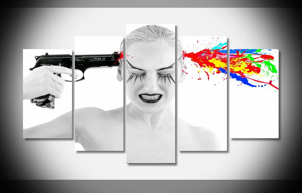 

4271 girls and guns girl gun psychedelic weapon gun mood Poster Framed Gallery wrap art print home wall decor wall picture
