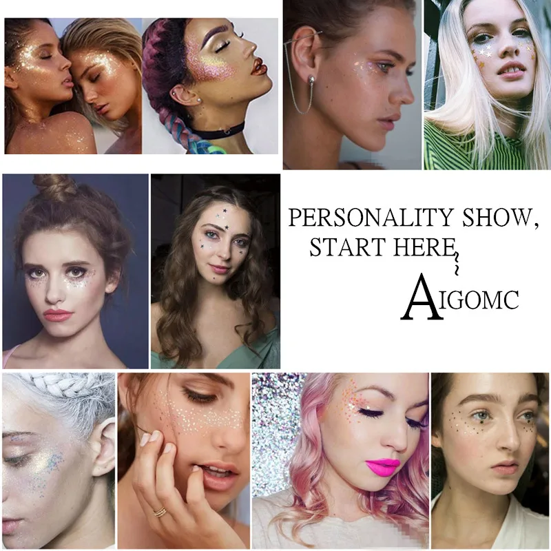 Aigomc 18 цветов Фестиваль блеск maquiagem тени для век Блеск для тела макияж украшения для лица Sombra блеск для лица