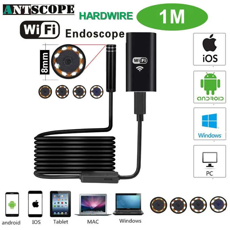 Antscope Wi-Fi 8-миллиметровый эндоскоп с поддержкой 1/2/3,5/5/7/10 M Водонепроницаемый Softwire проводной Android 720P Android iOS Iphone Камера инспекции Endoscopio19 - Цвет: SPCC042G