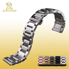 Inoxydable bracelet en acier bracelet en métal papillon clasp18 20 21 22 mm bracelet bracelets bande noir argent or rose