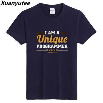 

Xuanyutee Customized DIY Print I Am A Unique Programmer T-shirt Men Cotton Short Sleeve Casual 3XL O-neck Geeks Tee Shirt Homme