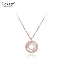 Lokaer титановое стальное кольцо подвеска ожерелье ювелирные изделия серьги кристалл колье свадебное ожерелье для женщин N19092