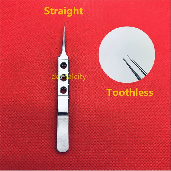 Straight Toothless 1 шт. Micros нержавеющая сталь 11 см хвостовые прямые/изгиб головы Пинцет платформы офтальмологические щипцы - Цвет: Straight Toothless