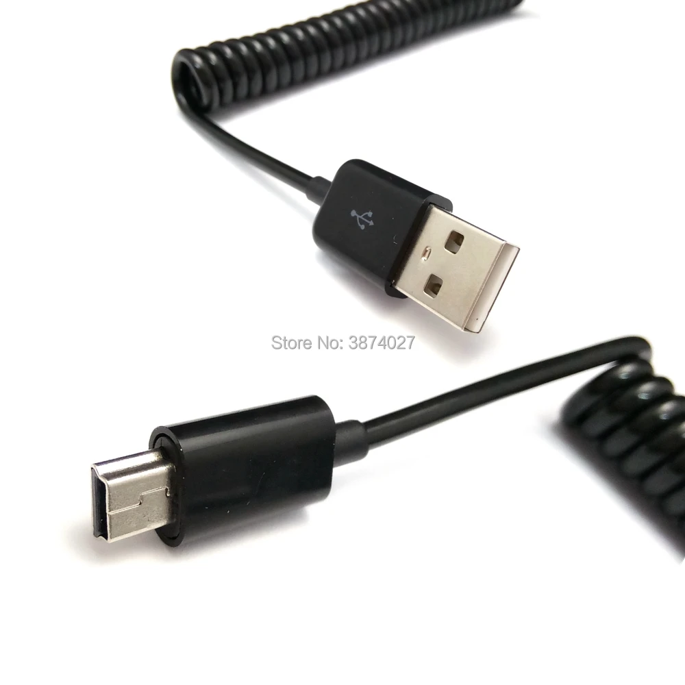 1 м 3 пружинный Спиральный USB 2 0 штекер мини кабель для синхронизации данных и