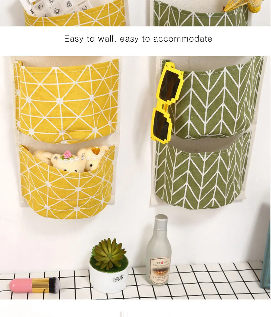 Cute Wall Sundry Cotton Line Hanging Organizer Bag Multi-layer Holder Makeup Rack Jewelry Storage Box Basket Home Decoration (5)