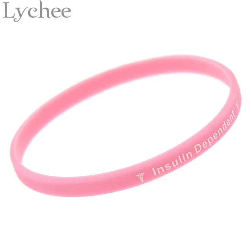 Lychee, медицинский силиконовый браслет, с надписью, тип 1, диабет, инсулин, зависимый, резиновый браслет, ювелирные изделия для мужчин и женщин