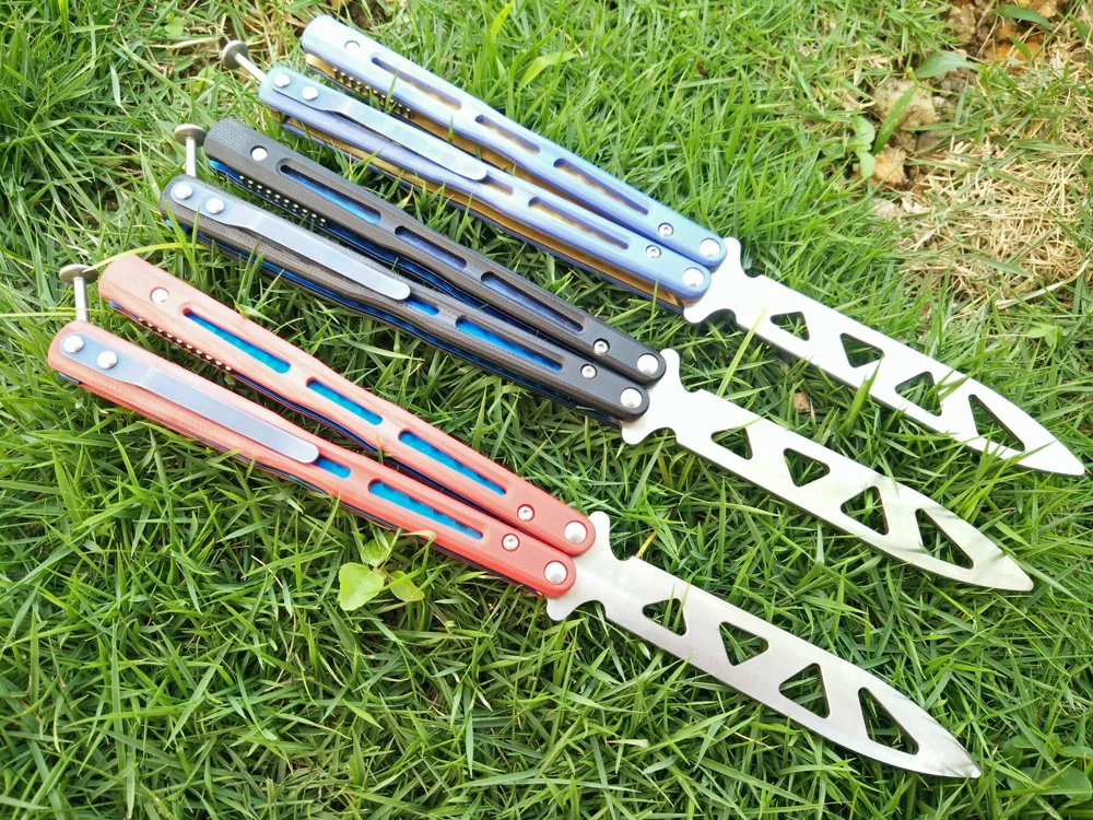 

Butterfly Trainer Knife BM51 440 Blade G10 Handle Bushing System Jilt Knife Not Sharp Hunting Knife Folding Pocket Knife
