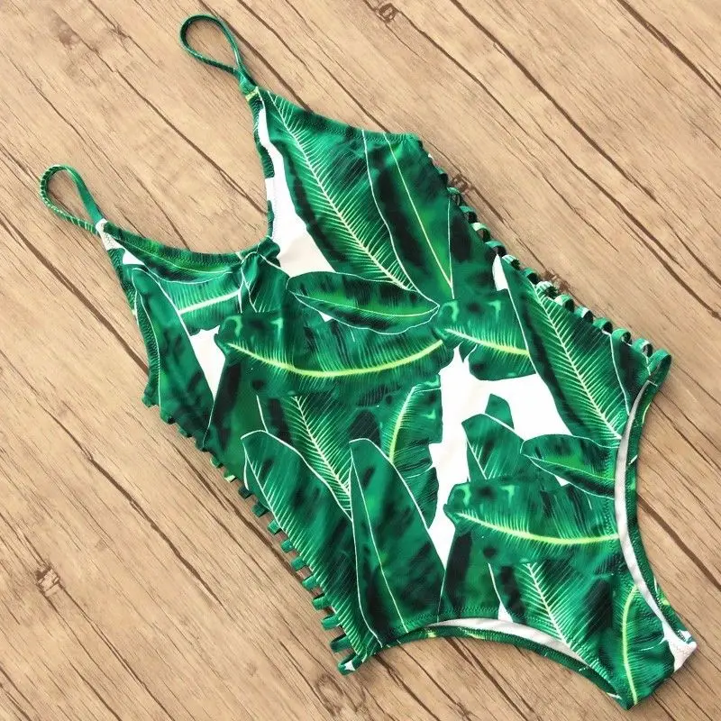 Летний купальник женский боди с открытой спиной Зеленый цельный костюм пуш-ап купальник бикини с мягкими чашечками купальник Монокини