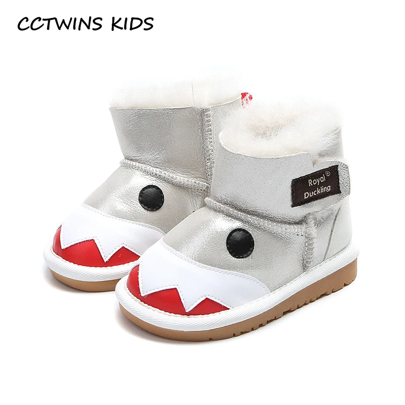 

CCTWINS KIDS 2018 Sheepskin Winter Children Mid Calf Boot Baby Girl Fashion Leather Shoe Boy Brand Warm Snow Boot CS1584