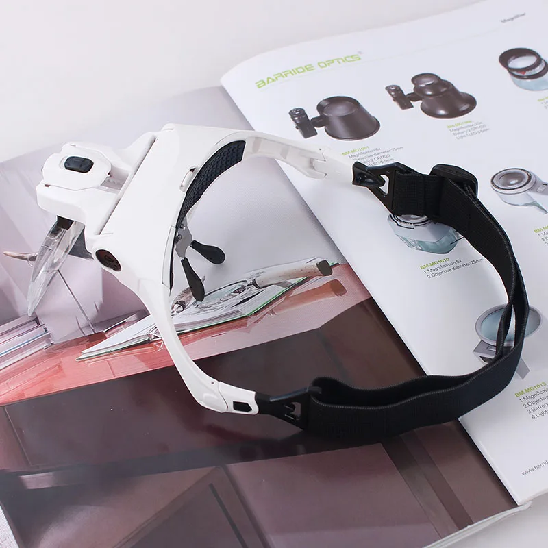 AOMEKIE очки лупа с 2LED 1.0X/1.5X/2.0X/2.5X/3.5X Сменный объектив книга помощи для чтения телефон часы ремонт инструмент