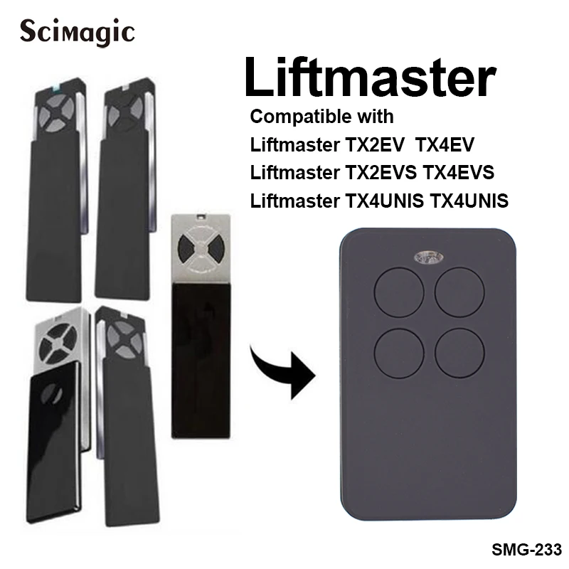

Chamberlain Liftmaster TX2EV TX4EV 4 Channel Replacement 433.92mhz Remote Control liftmaster TX2EVS TX4UNIS garage gate remote