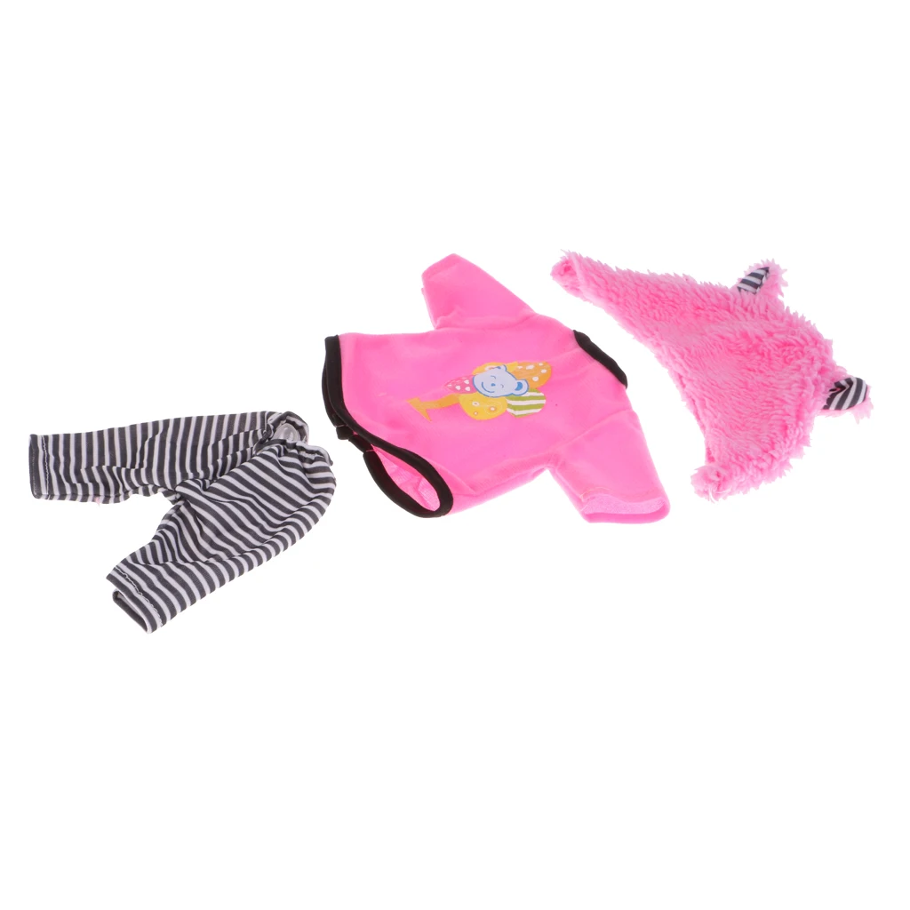 16 inch Dolls Outfit Clothes Pink Tee +Pants +Hat Set Suit For 40cm Salon Doll Dress up Clothes Accessories