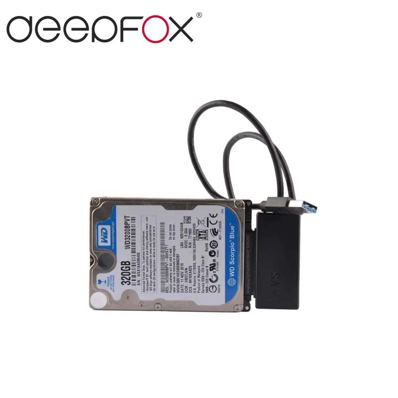 DeepFox Внешний USB 3 0 до 2 5 дюймов HDD SATA интерфейс подключения кабеля с шнуром питания