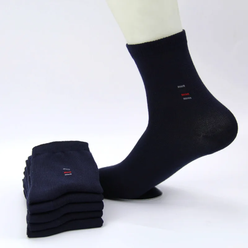 5 пар мужских носков для бизнесменов, однотонные хлопковые повседневные носки с круглым вырезом, лето-осень, отличное качество, дышащие
