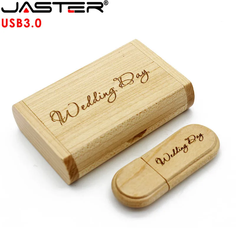 JASTER USB 3,0 креативный Деревянный usb+ коробка Флешка 4 ГБ 8 ГБ 16 ГБ 32 ГБ 64 Гб usb флеш-накопитель карта памяти свадебный подарок