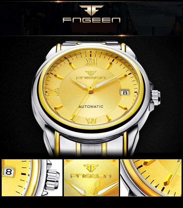 Европейские деловые мужские часы с классическим циферблатом 30 м, водонепроницаемые часы с автоматическим заводом, механические наручные часы