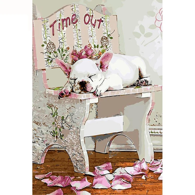 

3D Diamond Painting Dog Diamond Embroidery DIY Full Resin Drill Rhinestone Painting Garden Decoration