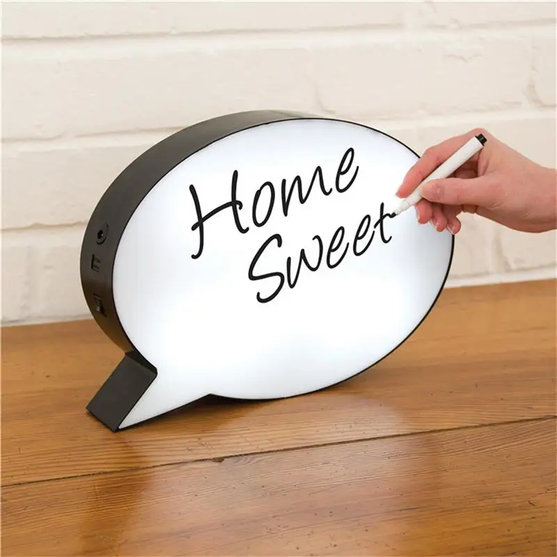 

LED Message Handwriting Letter Light Box Speech Bubble Shape Writing Board add 3Colors Pen for Birthday Party Wedding