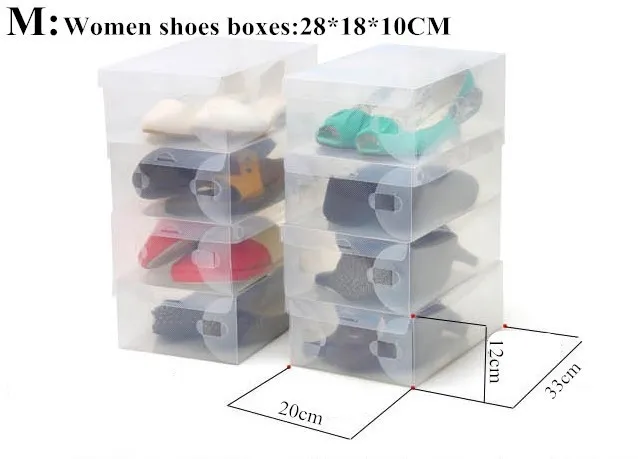 20 шт./лот Прозрачный обувной коробки прозрачного пластика коробка для хранения упаковочная коробка для мужчин, женщин и детей