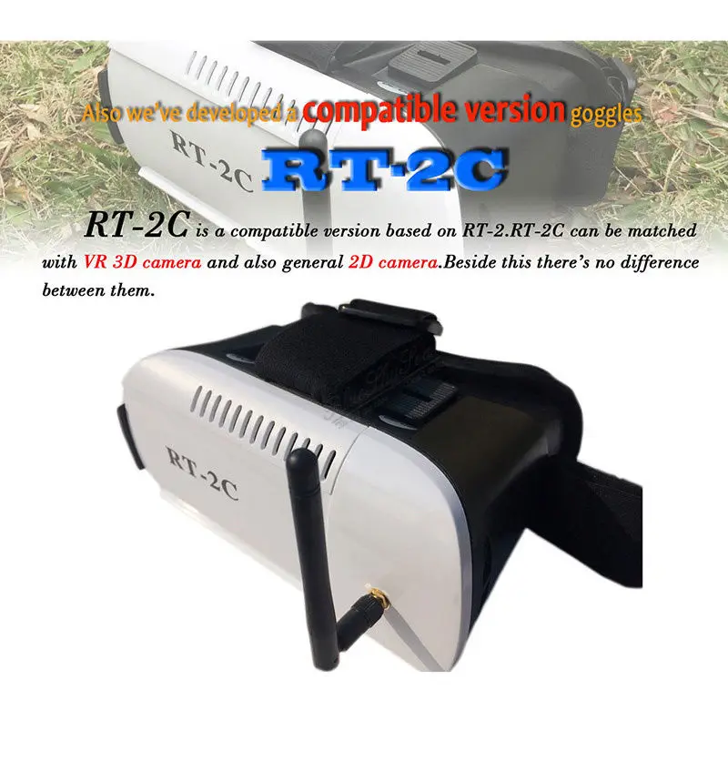 

Free Shipping!RT2C 5.8G Real Time Wireless 2/3D 32ch Virtual Reality VR Video FPV Race Goggles