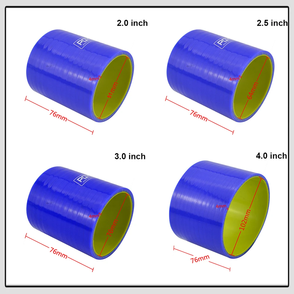 Синий и желтый 2 ''51 мм/2,5" 64 мм/" 76 мм/4" 102 мм Прямой силиконовый турбо впускная трубопроводная муфта шланг