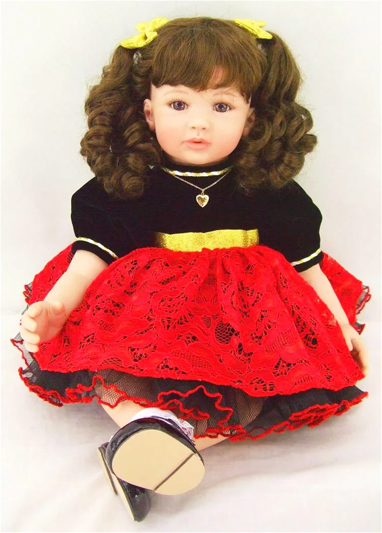 

Fashion curly hair Baby Reborn Doll Latest soft Silicone Boneca Adorable menina Lovely 59cm surprise bed time plamates gift toy