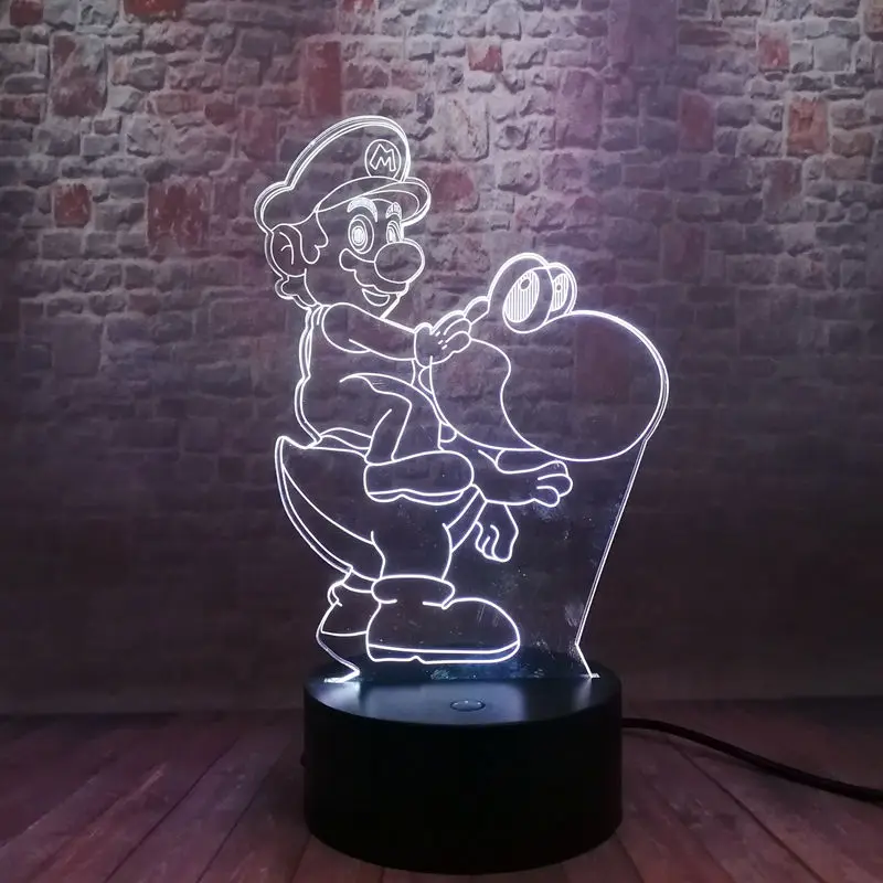 Светильник 3D ночной Светильник СВЕТОДИОДНЫЙ 7 цветов меняющийся светильник Super Mario Bros аниме фигурки героев