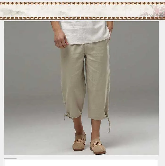 Willsa Mens Shorts Fashion Summer Casual Solid Drawstring Cotton Linen 3/4 Pants Trousers Willsa Mens Shorts Fashion Summer Casual Solid Drawstring Cotton Linen 3/4 Pants Trousers